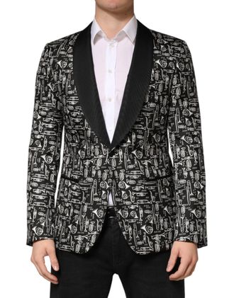 Dolce & Gabbana Black Jazz Club Silk Single Breasted Mens Blazer