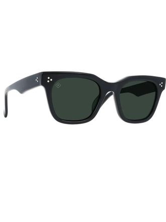 Raen Optics Unisex Huxton S272 Squared Polarized Sunglasses In Crystal Black Green Polar