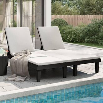 Berkfield Home Beautiful Double Sun Lounger Black 155x138x83 cm Polypropylene | Size: 155 x 138 x 83 cm