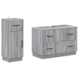 vidaXL Set Di Armadi Da Bagno Da 2 Pezzi Hoorn Sonoma Grigio Vidaxl