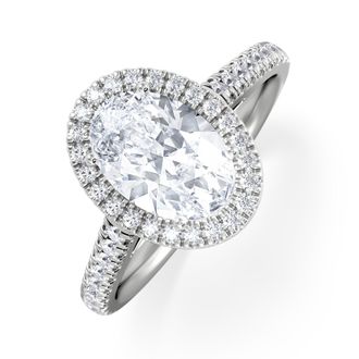 The Diamond Store Georgina Lab Oval Diamond Halo Engagement Ring Platinum 2.05ct F/VS1