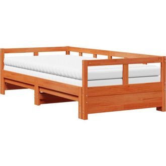 vidaXL Vidaxl - Sof&aacute; Cama Nido Con Colchones Madera Maciza Marr&oacute;n 90x190 Cm
