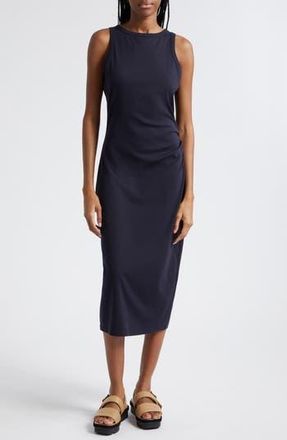 Vince Side Drape Stretch Cotton Midi Dress in Coastal Blue at Nordstrom Rack, Size Large