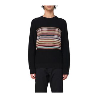 Paul Smith Round-neck Knitwear, male, Black, Size: XL Multistriped Crew Neck Jumper