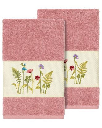 Linum Home Textiles Turkish Cotton Serenity 2Pc Embellished Hand Towel Set
