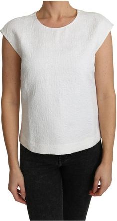 Dolce & Gabbana Bloemen Geborduurde Top Wit - Dames - Blouses - Wit - 2XS - Katoen - Overhemden