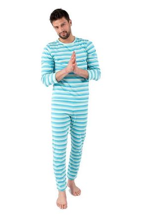Leveret Mens Loose Fit Cotton Matching Family Pajamas, Fun & Character Themes in Orca Stripes at Nordstrom, Size Xx-Large