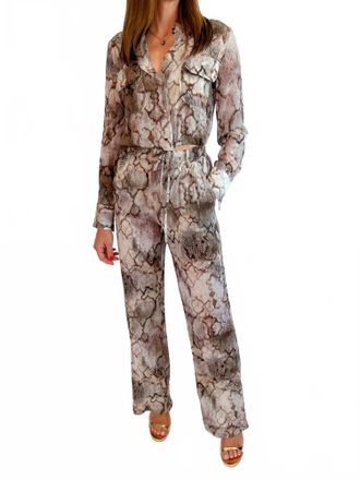 Karina Grimaldi Snake Willow Print Pants In Natural
