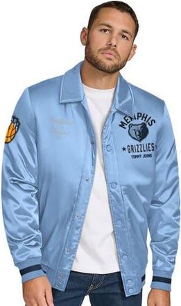 Tommy Jeans Mens Tommy Jeans Light Blue Memphis Grizzlies Jacob Chain Stitch Applique Full-Snap Varsity Jacket at Nordstrom, Size Xx-Large