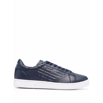 Emporio Armani Classic CC Sneakers - Heren - Sneakers - Blauw - 42 1/2 EU - Leer - Schoenen
