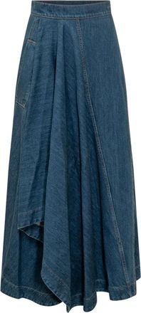 Givenchy Rokken, Dames, Blauw, S, Katoen, Asymmetrische Lange Rok