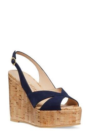 Stuart Weitzman Carmen Wedge Sandal in Nice Blue at Nordstrom Rack, Size 9.5
