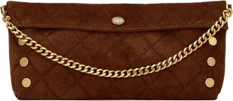 Hammitt Hammitt Invitation Clutch Chocolate Diamond Suede Antique Gold