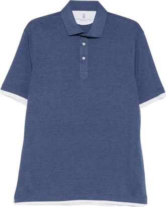 Brunello Cucinelli Poloshirt met knoop afwerking - Blauw