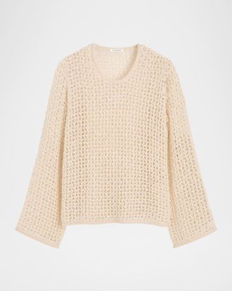 By Malene Birger Amil Beaded Wool-Mohair Open Knit Sweater