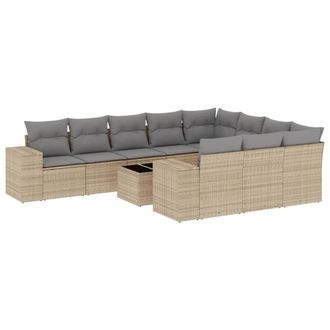 vidaXL Vidaxl - Set Divani Da Giardino 11 Pz Con Cuscini Beige In Polyrattan