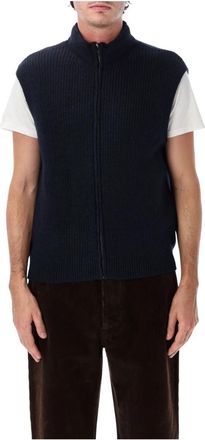 Margaret Howell MHL Zip Gilet - Heren - Spencers - Blauw - M - Wol - Truien & Vesten