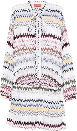 Missoni Zigzag-pattern Tie-neck Mini Dress