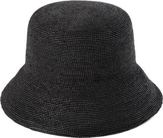 Lack of Color The Inca Raffia Bucket Hat in Black at Nordstrom, Size Small