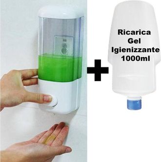 Trade Shop Trade Shop - Dispenser Per Gel Igienizzante Mani A Muro Con Ricarica Inclusa Da 1000ml 1 Lt