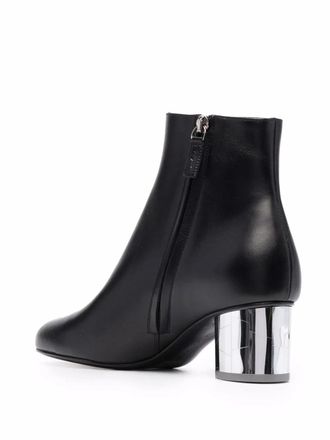 Ferragamo Metallic Block-Heel Ankle Boot - Black