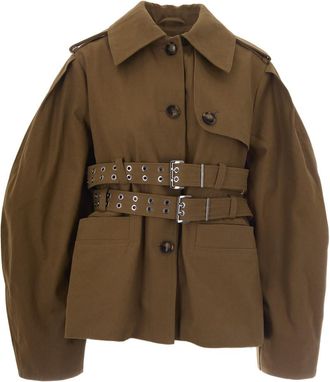Ganni Brown Solid Shirt Collar Jacket
