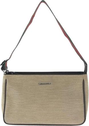 Gucci Pre-owned Shoulder Bags, female, Beige, Size: ONE SIZE Pre-owned Canvas Leather Handbag