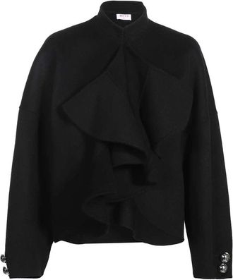 Pucci Zijden Virgin Wool Jas met Ruches - Dames - Zomerjassen - Zwart - S - Wol - Jassen