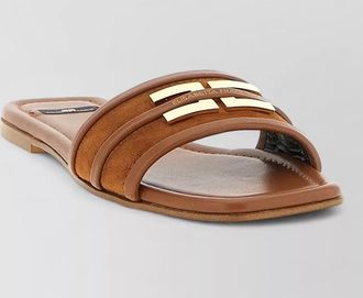 Elisabetta Franchi leather logo slides