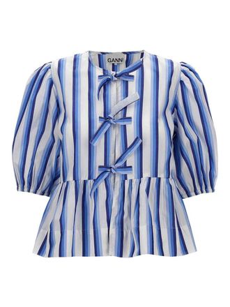 Ganni Tie String Peplum Blouse