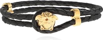 Versace La Medusa Leren Armband - Heren - Armbanden - Zwart - ONE Size - Leer - Accessoires