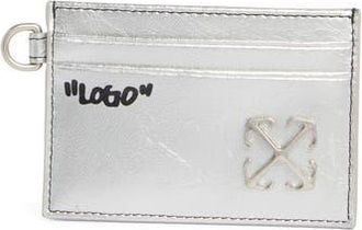 Off-white Classic Leather Card Holder in Silver at Nordstrom Rack