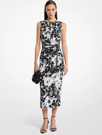 Michael Kors Rose Stretch Cady Belted Sheath Dress