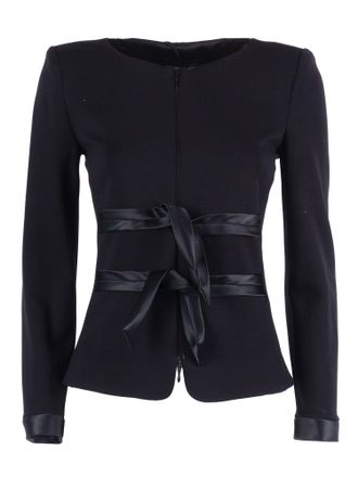 Emporio Armani Fitted Minimalist Ribbon Accent Blazer