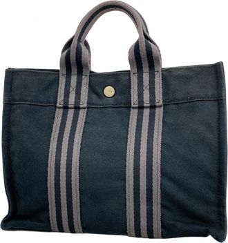 Herm&egrave;s Black Canvas Tote Bag (Pre-Owned)