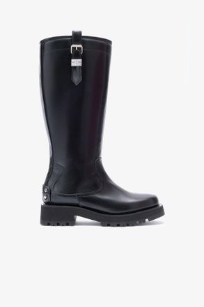 Ganni Black High Boots in Oleatex - Size 35 Oleatex