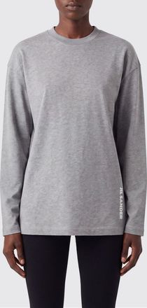 Jil Sander T-shirt a maniche lunghe in cotone con logo a contrasto