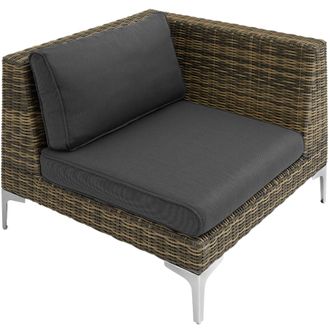 TecTake Villanova Modular Rattan Set, Aluminum, Left Corner in Dark Grey | Size: 1 Seater