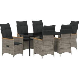 vidaXL Conjunto De Comedor De Jard&iacute;n 7 Pcs Gris Rat&aacute;n Sint&eacute;tico Vidaxl