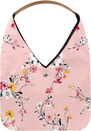 Generic Floral Pink Pattern Reusable Lightweight Grocery Bags - Foldable Into Compact Pouch, Washable & Sturdy, Multipurpose for Shopping and Travel