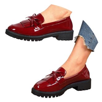 Generic Loafers for Women Platform Chunky Slip On Casual Shoes Cute Bow Tassel Vintage Comfortable Business Work Oxfords Womens Block Low Heels Round Toe Dres