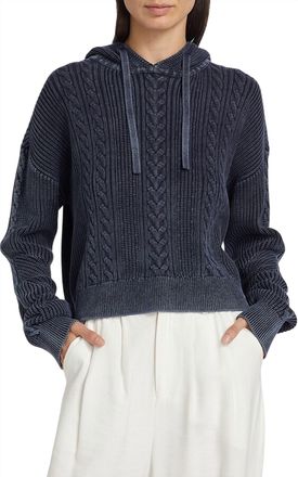 ATM Anthony Thomas Melillo Womens Knit Drawstring Hoodie In Midnight