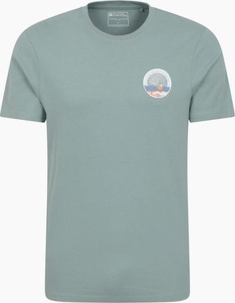 Mountain Warehouse Mens Mountain Warehouse Mens Padstow Printed Organic T-Shirt - Green - Size: 42