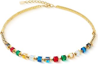 Coeur de Lion Sparkling Cubes Fusion Chain Gold Necklace in Multicolor at Nordstrom