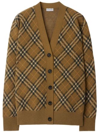 Burberry check wool-mohair cardigan - women - Wool/Polyamide/Mohair - L - Brown