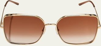 Cartier Oversized Rectangle Metal Sunglasses