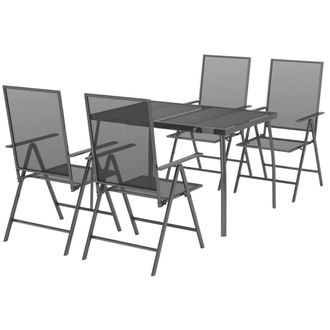 Berkfield Home Beautiful 5 Piece Garden Dining Set Anthracite Steel in Black