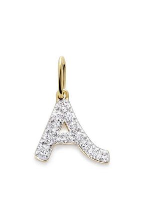 Monica Vinader Lab Grown Diamond Initial Pendant Charm in 14K Gold A at Nordstrom