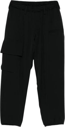 Yohji Yamamoto Pantaloni cargo con orli elasticizzati - Nero