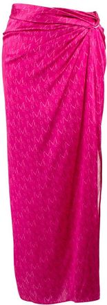 Magda Butrym Pink Monogram Silk Midi Skirt Size XS